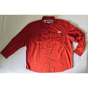 Magellan Outdoors Fish Gear Shirt Relaxed Fit Men's 3XL Long Sleeve  Red Vented